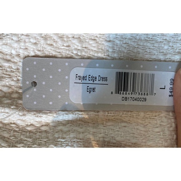 NWT DE Collection Frayed Edge Dress Size Large Women’s Egret MSRP $49.99 - Picture 4 of 7